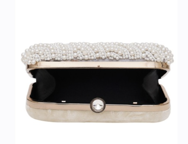 Embellished Pearl Beaded Box Clutch - Image 4